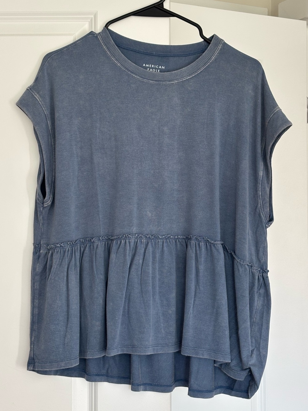 American Eagle Outfitters Washed Blue Peplum Tunic Top